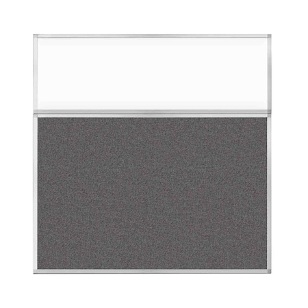 Versare Hush Panel Configurable Cubicle Partition 6' x 6' W/ Window Charcoal Gray Fabric Clear Window 1852336-2